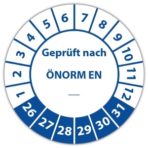 Prüfplakette Geprüft nach ÖNORM EN (eigene eingabe) - Prüfplaketten OVE / ÖNORM