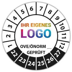 Prüfplakette Geprüft nach OVE/ÖNORM (eigene eingabe) - Prüfplaketten OVE / ÖNORM logo