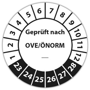 Prüfplakette Geprüft nach OVE/ÖNORM (eigene eingabe) - Prüfplaketten OVE / ÖNORM