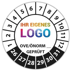 Prüfplakette Geprüft nach OVE/ÖNORM (eigene eingabe) - Prüfplaketten OVE / ÖNORM logo