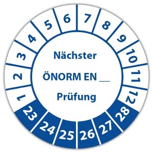 Prüfplakette Nächster ÖNORM EN Prüfung (eigene eingabe) - Prüfplaketten OVE / ÖNORM