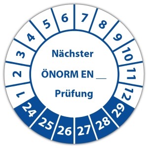 Prüfplakette Nächster ÖNORM EN Prüfung (eigene eingabe) - Prüfplaketten OVE / ÖNORM