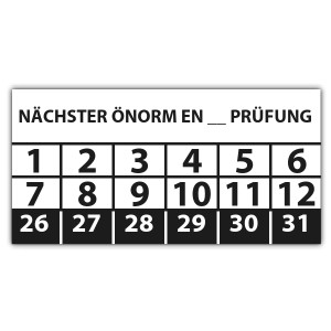 Prüfplakette Nächster ÖNORM EN Prüfung (eigene eingabe) - Prüfplaketten OVE / ÖNORM