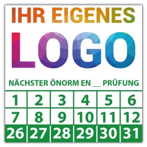 Prüfplakette Nächster ÖNORM EN Prüfung (eigene eingabe) - Prüfplaketten OVE / ÖNORM logo