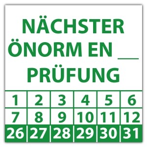 Prüfplakette Nächster ÖNORM EN Prüfung (eigene eingabe) - Prüfplaketten OVE / ÖNORM
