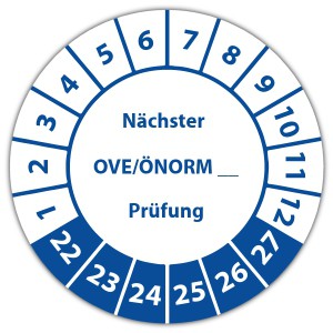 Prüfplakette Nächster OVE/ÖNORM Prüfung (eigene eingabe) - Prüfplaketten OVE / ÖNORM