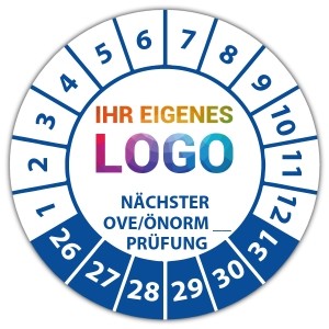 Prüfplakette Nächster OVE/ÖNORM Prüfung (eigene eingabe) - Prüfplaketten OVE / ÖNORM logo