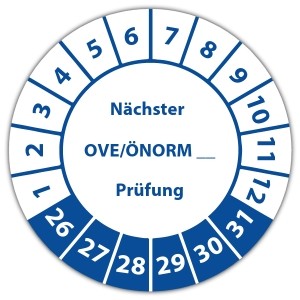 Prüfplakette Nächster OVE/ÖNORM Prüfung (eigene eingabe) - Prüfplaketten OVE / ÖNORM