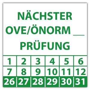 Prüfplakette Nächster OVE/ÖNORM Prüfung (eigene eingabe) - Prüfplaketten OVE / ÖNORM