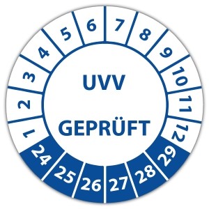 Prüfplakette Prüfplakette UVV Geprüft - DGUV Vorschrift 70 - Prüfkennzeichnung