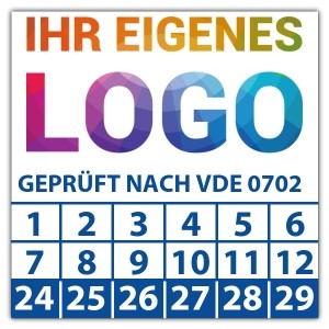 Prüfplakette Geprüft nach VDE 0702 - Prüfplaketten Quadrat logo