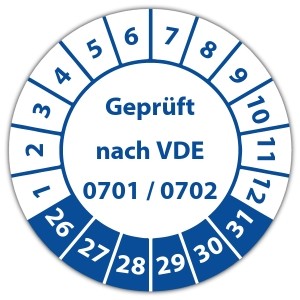 Prüfplakette Geprüft nach VDE 0701-0702 - Prüfplaketten VDE / Elektro